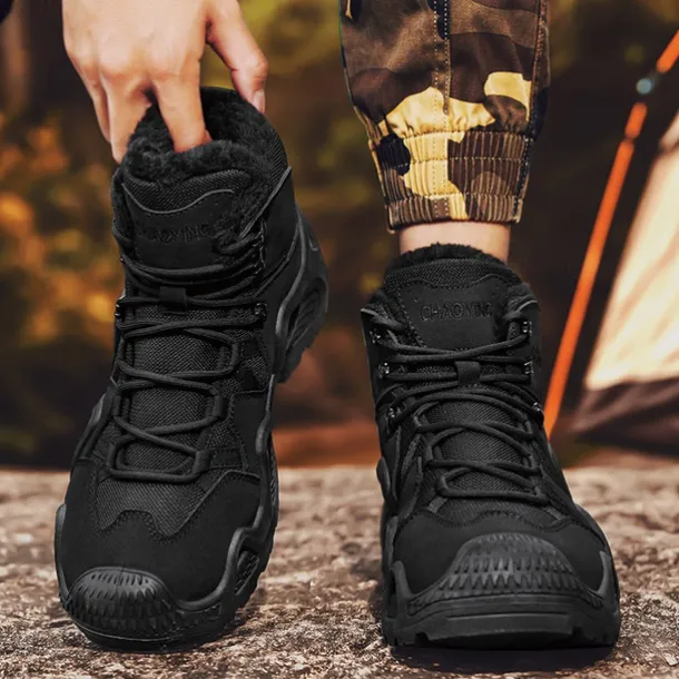 Men's Waterproof Winter Hiking Boots with Fur Lining – Insulated Outdoor Snow Boots for Cold Weather