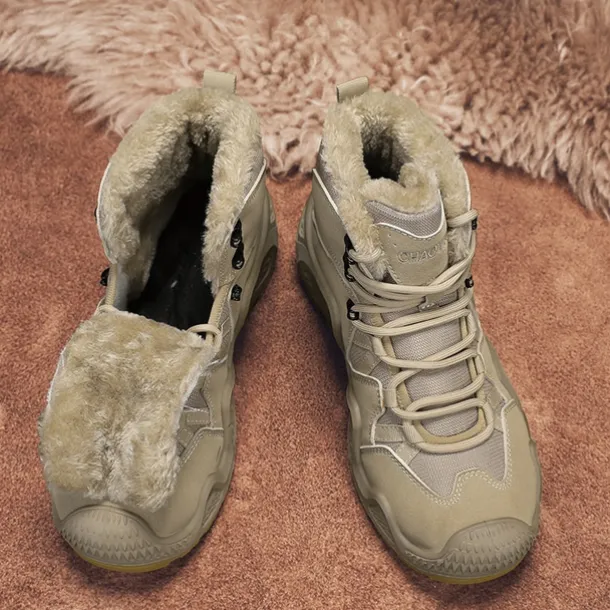 Men's Waterproof Winter Hiking Boots with Fur Lining – Insulated Outdoor Snow Boots for Cold Weather