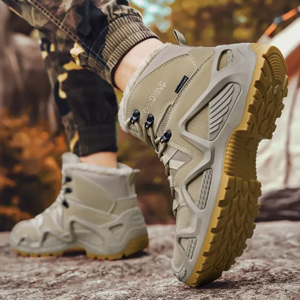 Men's Waterproof Winter Hiking Boots with Fur Lining – Insulated Outdoor Snow Boots for Cold Weather