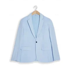 Men's Wedding Beach Linen Suits Closure collar Light Blue pea green Solid Colored Tailored Fit 2 Piece Single Breasted One-button