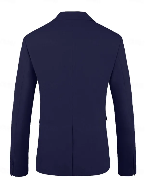 Men's Wedding Beach Wedding Linen Suits Navy Blue Lightweight Casual Solid Colored Standard Fit 2 Piece Single Breasted Two-buttons