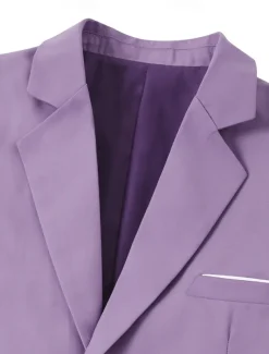 Men's Wedding Business Suits Lilac Purple Summer Fashion Formal Solid Colored Standard Fit 2 Piece Single Breasted Two-buttons