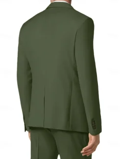 Men's Wedding Business Suits Black Sage Fashion Formal Solid Colored Standard Fit 3 Piece Single Breasted Two-buttons