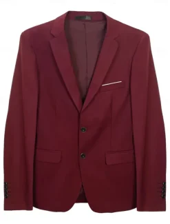 Men's Wedding Fall Wedding Suits Notch Lapel Burgundy Purple Solid Colored Standard Fit 3 Piece Single Breasted Two-buttons