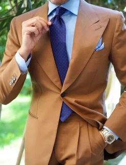 Men's Wedding Homecoming Suits Peak White Yellow Fashion Business Solid Colored Tailored Fit 2 Piece Single Breasted One-button