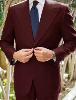 Men's Wedding Homecoming Suits Peak White Yellow Fashion Business Solid Colored Tailored Fit 2 Piece Single Breasted One-button