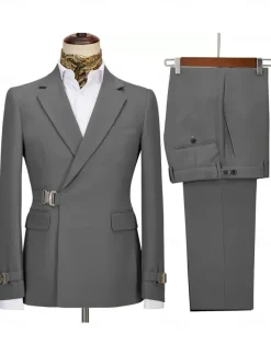 Men's Wedding Homecoming Suits Notch Notch Lapel Black Pink Solid Colored Tailored Fit 2 Piece Single Breasted One-button