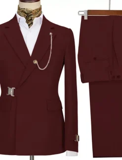 Men's Wedding Homecoming Suits Notch Notch Lapel Black Pink Solid Colored Tailored Fit 2 Piece Single Breasted One-button