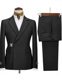 Men's Wedding Homecoming Suits Notch Notch Lapel Black Pink Solid Colored Tailored Fit 2 Piece Single Breasted One-button