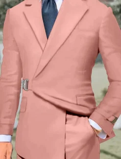 Men's Wedding Homecoming Suits Notch Notch Lapel Black Pink Solid Colored Tailored Fit 2 Piece Single Breasted One-button