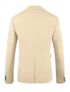 Men's Wedding Linen Suits Khaki Fashion Solid Colored Tailored Fit 3 Piece Single Breasted Two-buttons