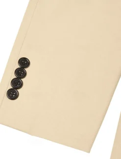 Men's Wedding Linen Suits Khaki Fashion Solid Colored Tailored Fit 3 Piece Single Breasted Two-buttons