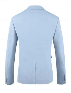 Men's Wedding Linen Suits Peaked Lapel Pink Sky Blue Fashion Casual Solid Colored Standard Fit 2 Piece Single Breasted One-button