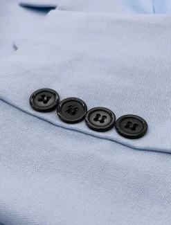 Men's Wedding Linen Suits White Sky Blue Solid Colored Tailored Fit 3 Piece Single Breasted Two-buttons