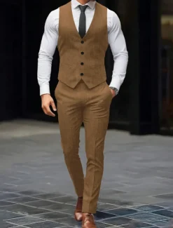 Men's Wedding Party Evening Wear Suits Black White Fashion Daily Solid Colored Standard Fit 2 Piece