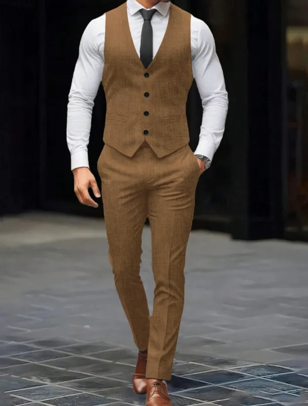 Men's Wedding Party Evening Wear Suits Black White Fashion Daily Solid Colored Standard Fit 2 Piece