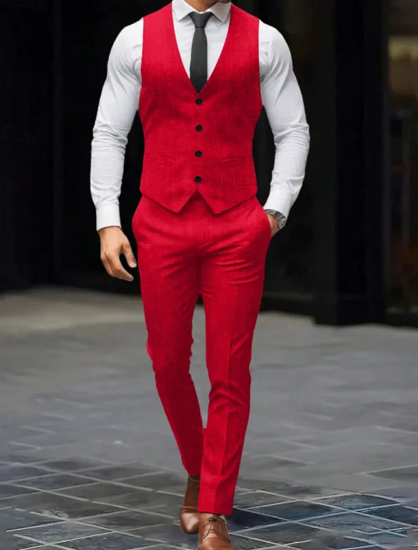 Men's Wedding Party Evening Wear Suits Black White Fashion Daily Solid Colored Standard Fit 2 Piece