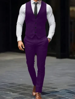 Men's Wedding Party Evening Wear Suits Black White Fashion Daily Solid Colored Standard Fit 2 Piece