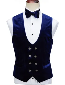 Men's Wedding Prom Party Suits Shawl Lapel Blue Luxury Formal Solid Colored Standard Fit 3 Piece Single Breasted One-button