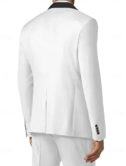 Men's Wedding Prom Party Suits White Fashion Formal Solid Colored Standard Fit 3 Piece Single Breasted One-button