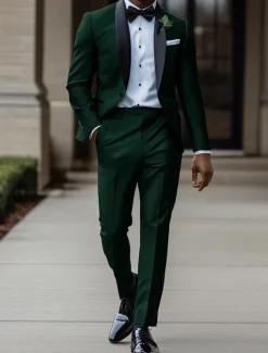 Men's Wedding Prom Suits Black Pink Fashion Formal Solid Colored Standard Fit 2 Piece Single Breasted One-button