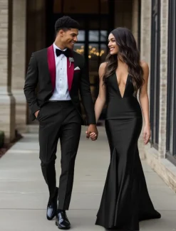 Men's Wedding Prom Suits Black Pink Fashion Formal Solid Colored Standard Fit 2 Piece Single Breasted One-button