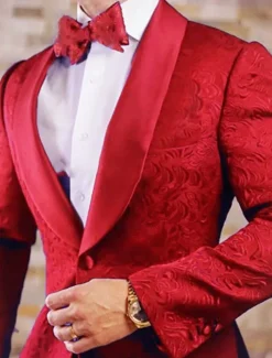 Men's Wedding Prom Suits Shawl Collar Black White Party Jacquard Floral Tailored Fit 2 Piece Single Breasted One-button