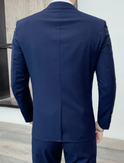 Men's Wedding Suits Notch Black Ivory Business Formal Solid Colored Tailored Fit 2 Piece Single Breasted Two-buttons