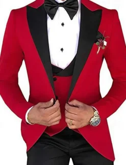 Men's Wedding Suits Peak White Pink Solid Colored Tailored Fit 3 Piece Single Breasted One-button