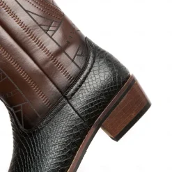 Men's Western Cowboy Boots with Snakeskin Print and Intricate Faux Leather Design – Stylish and Durable Footwear for Rodeo and Country Events