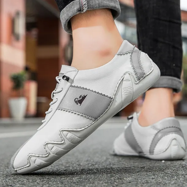 Men's White and Green Casual Sneakers with Unique Wavy Sole and Lace-Up Design – Comfortable Everyday Sport Shoes