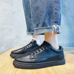 Men's White Casual Sneakers with Lace-up Closure and Comfortable Sole – Stylish Everyday Shoes for Walking and Leisure