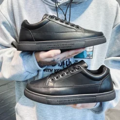 Men's White Casual Sneakers with Lace-up Closure and Comfortable Sole – Stylish Everyday Shoes for Walking and Leisure