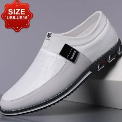 Men's White Crocodile Embossed Faux LeatherSlip-On Loafers with Decorative Buckle - Stylish Casual Shoes for Business and Formal Occasions