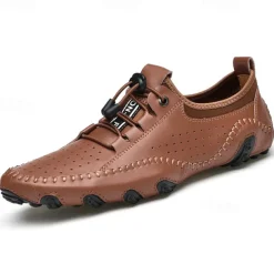 Men's White Perforated Casual Shoes with Hand-Stitched Detailing, Breathable Mesh Upper and Comfortable Slip-On Design