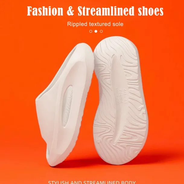 Men's White Slide Sandals with Red Cutout Design – Lightweight and Comfortable Slip-On Footwear for Casual and Summer Wear