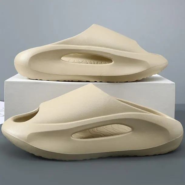 Men's White Slide Sandals with Red Cutout Design – Lightweight and Comfortable Slip-On Footwear for Casual and Summer Wear