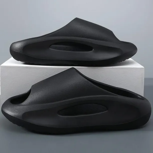 Men's White Slide Sandals with Red Cutout Design – Lightweight and Comfortable Slip-On Footwear for Casual and Summer Wear