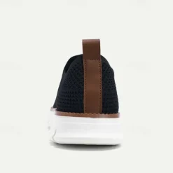 Men's White Slip-On Breathable Knit Sneakers with Lightweight Sole - Casual Walking Shoes for Summer and Everyday Wear