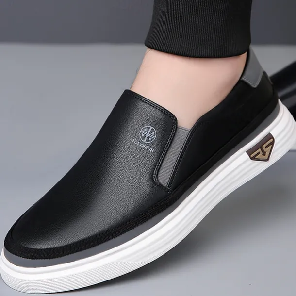 Men's White Slip-On Loafers – Lightweight Faux Leather Shoes with Cushioned Sole for Casual and Everyday Wear