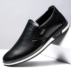 Men's White Slip-On Loafers – Casual Lightweight Breathable Shoes for Summer Walking and Outdoor Activities