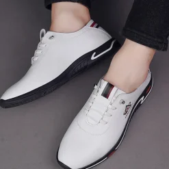 Men's White Slip-On Sports Sneakers – Lightweight Athletic Shoes for Casual and Active Wear, Comfortable and Stylish Design