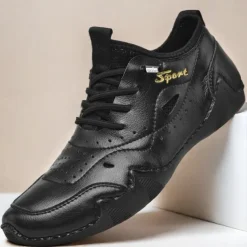 Men's White Sporty Faux Leather Sneakers with Perforated Design, Lightweight and Comfortable, Ideal for Casual and Outdoor Activities