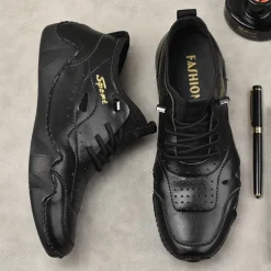 Men's White Sporty Faux Leather Sneakers with Perforated Design, Lightweight and Comfortable, Ideal for Casual and Outdoor Activities