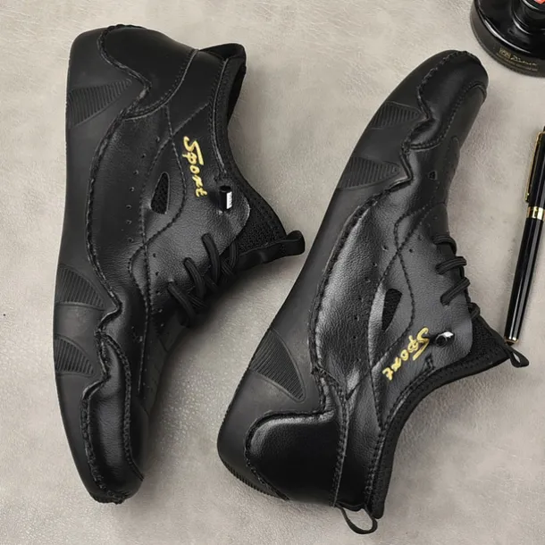 Men's White Sporty Faux Leather Sneakers with Perforated Design, Lightweight and Comfortable, Ideal for Casual and Outdoor Activities