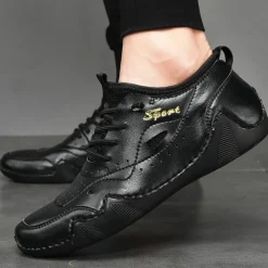 Men's White Sporty Faux Leather Sneakers with Perforated Design, Lightweight and Comfortable, Ideal for Casual and Outdoor Activities