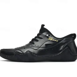 Men's White Sporty Faux Leather Sneakers with Perforated Design, Lightweight and Comfortable, Ideal for Casual and Outdoor Activities