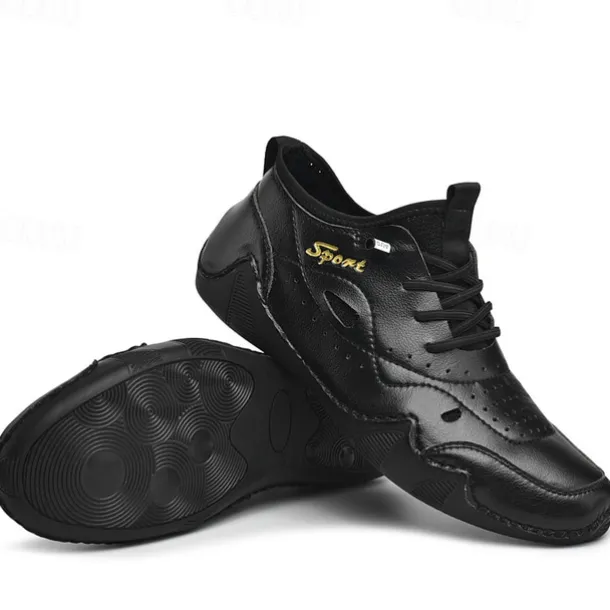 Men's White Sporty Faux Leather Sneakers with Perforated Design, Lightweight and Comfortable, Ideal for Casual and Outdoor Activities