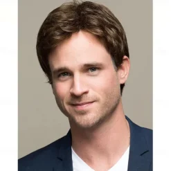 Men's Wig Men's Short Hair Wig Fringe Partial Brown Wig