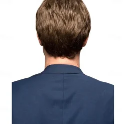 Men's Wig Men's Short Hair Wig Fringe Partial Brown Wig